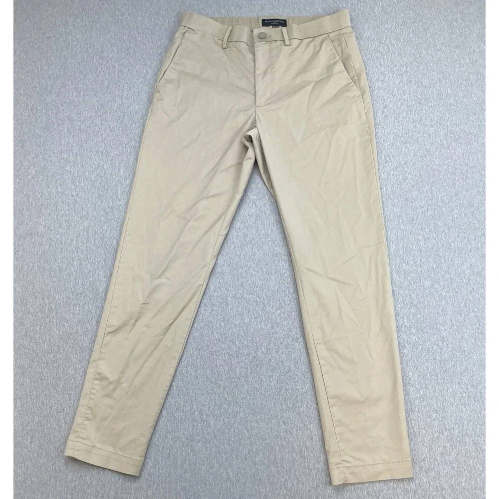 Banana Republic Pants Mens 30x 32 Beige Cotton Blend Stretch Slim Flat Front